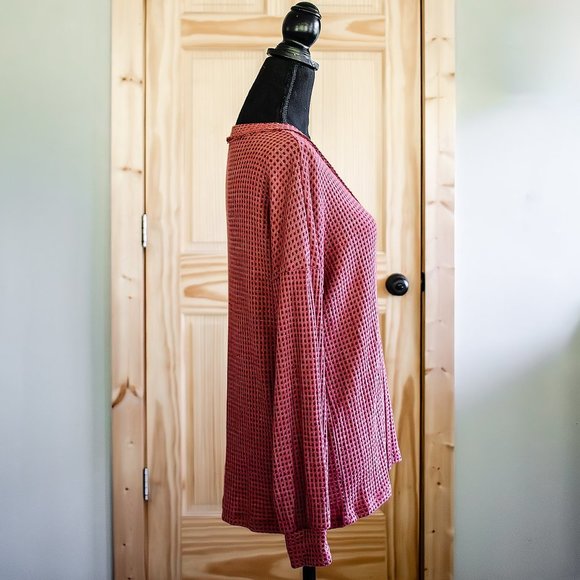 Hailey & Co Womens Small Button Up Henley Sweater Mauve Long Sleeve V Neck - Picture 3 of 9